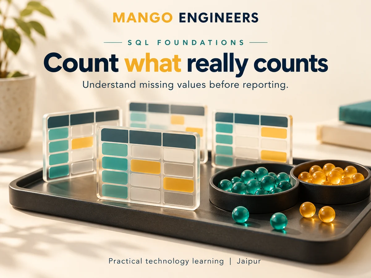 SQL COUNT, NULL and LEFT JOIN: Avoid Three Common Reporting Mistakes — conceptual illustration