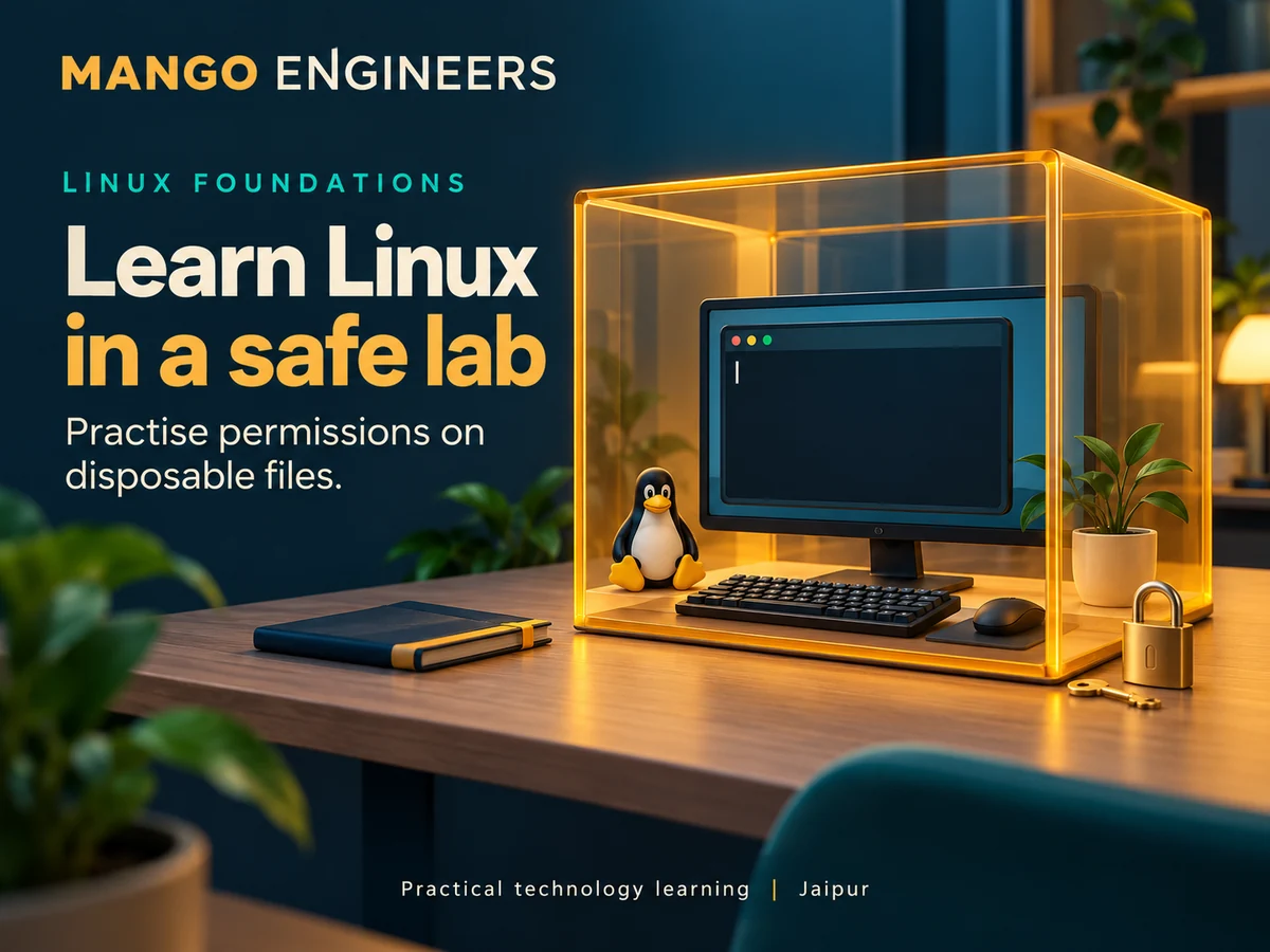 Practise Linux File Permissions Safely in a Disposable Lab Folder — conceptual illustration