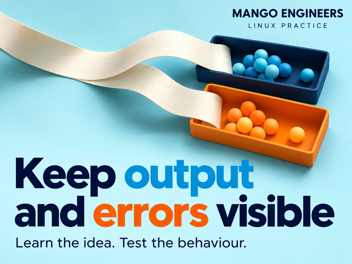 Linux Output Streams: Keep Standard Output, Standard Error and Exit Status Separate — conceptual learning illustration