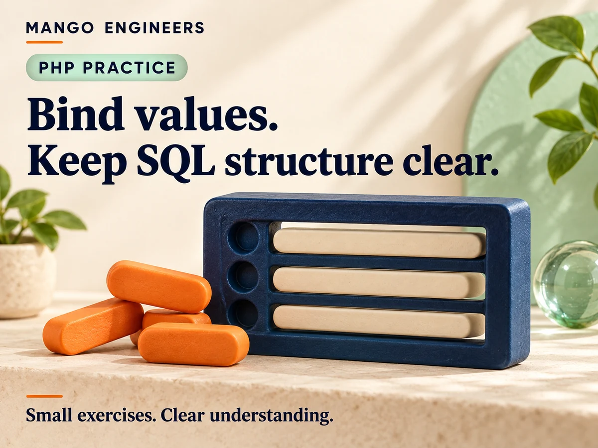 PHP Prepared Statements: Separate Query Structure from Input Values — conceptual learning illustration