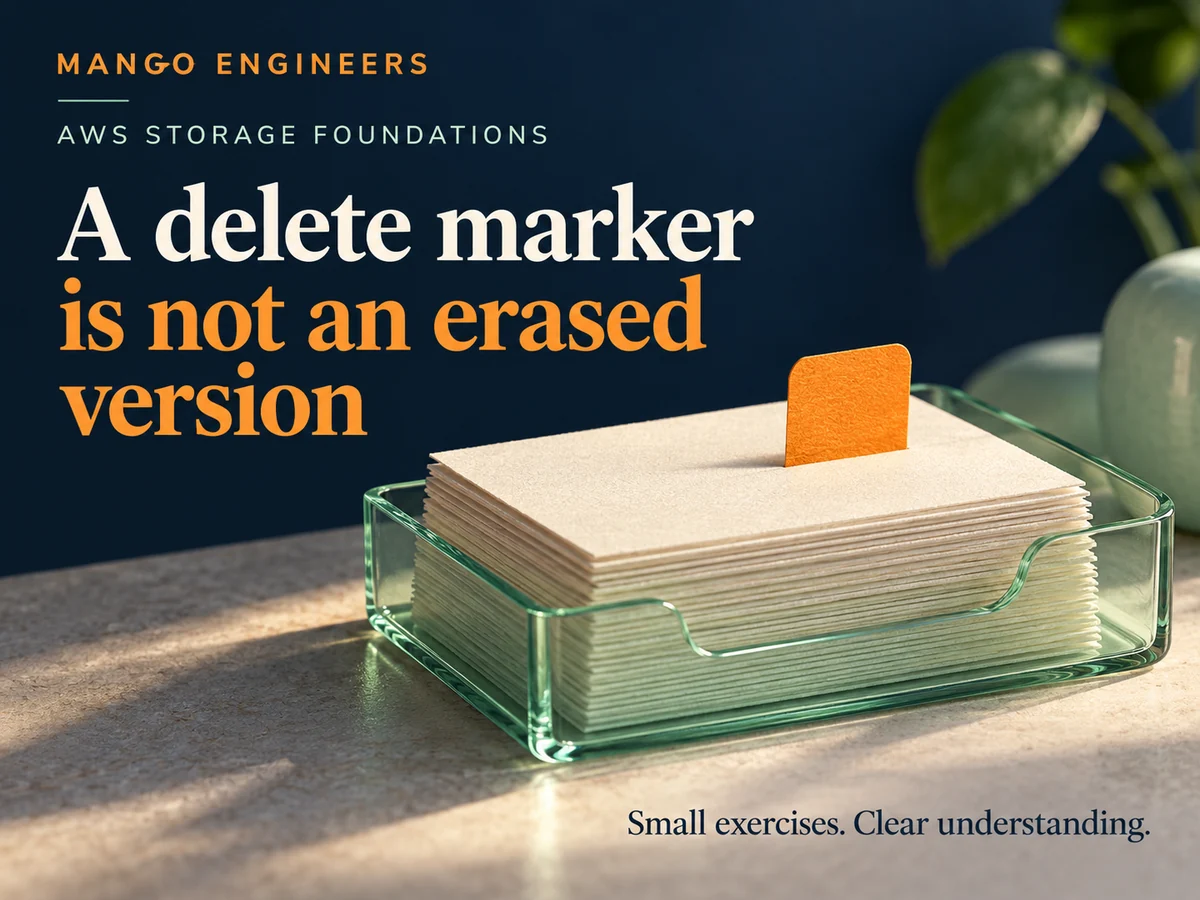 S3 Versioning: Distinguish a Delete Marker from Deleting a Specific Version — conceptual learning illustration