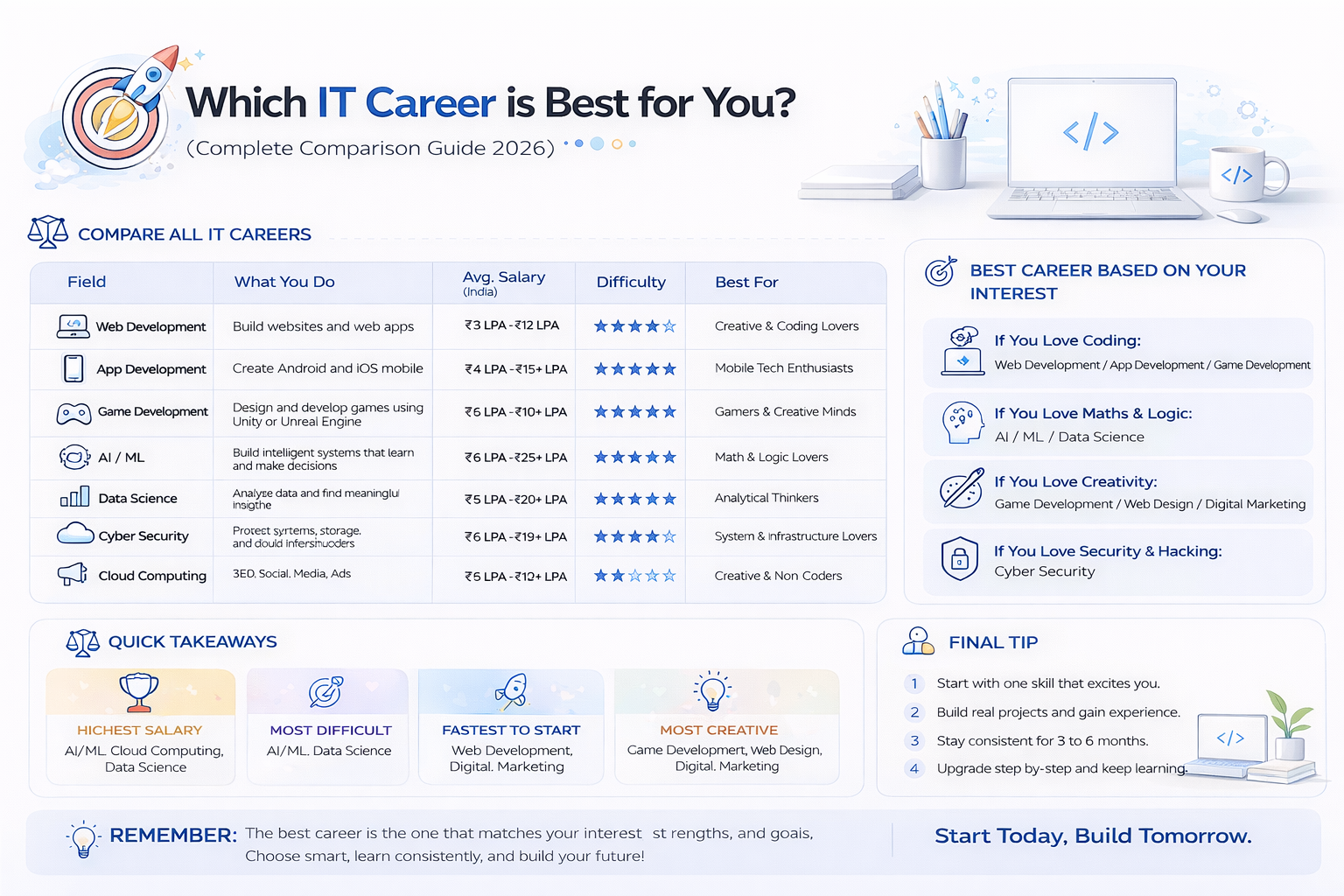 best IT career comparison salary difficulty roadmap