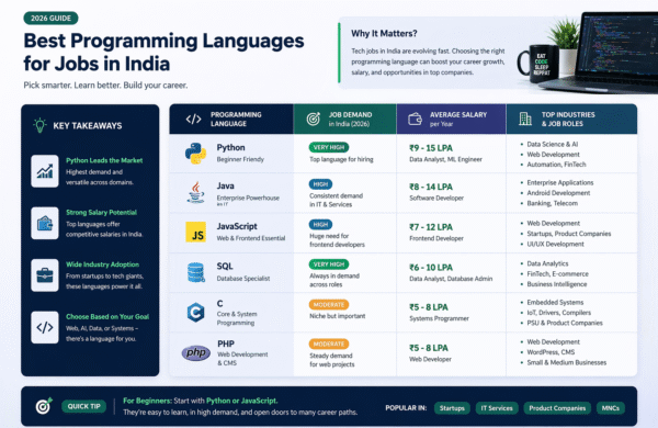 best programming languages India demand salary comparison