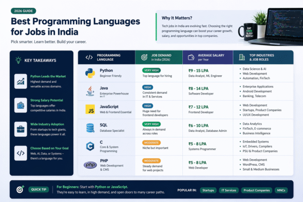 best programming languages India demand salary comparison