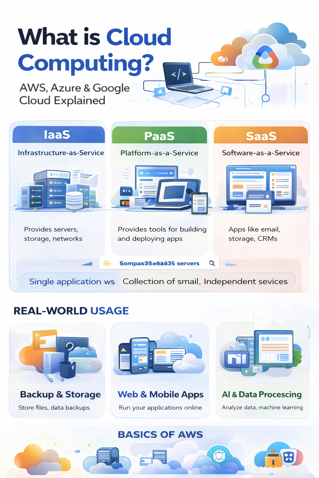 Cloud computing architecture with AWS Azure and Google Cloud
