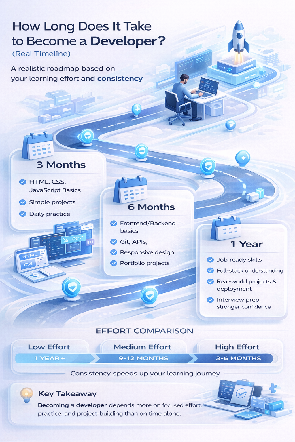 developer timeline 3 months 6 months 1 year coding journey
