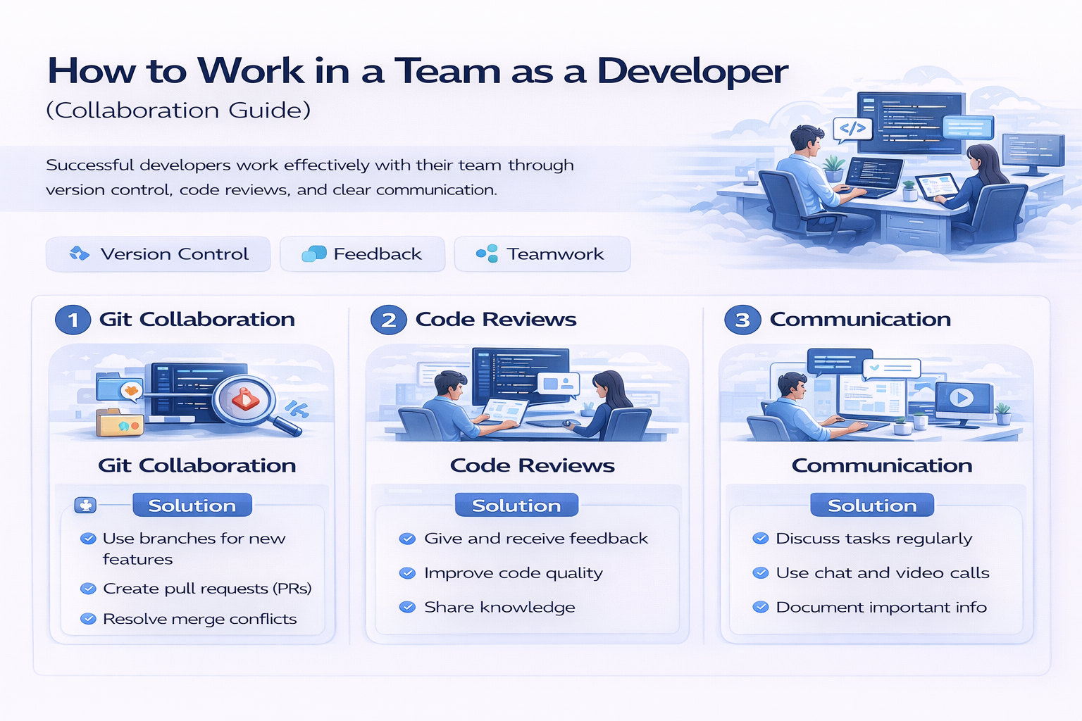 developer team collaboration git code review communication