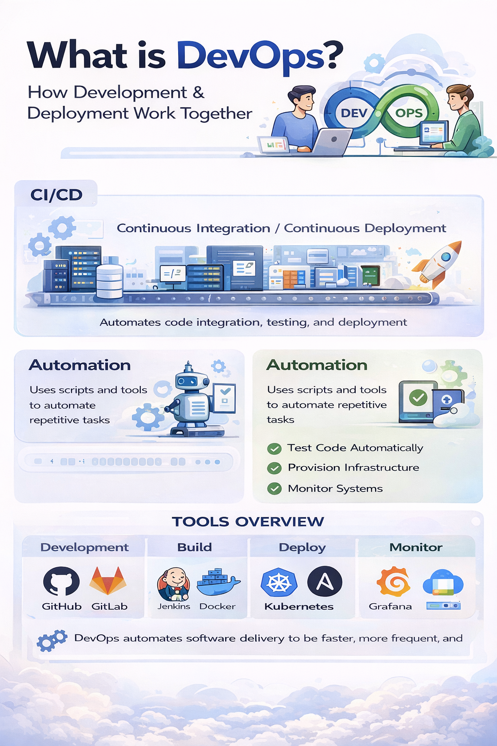 DevOps pipeline showing CI CD automation workflow