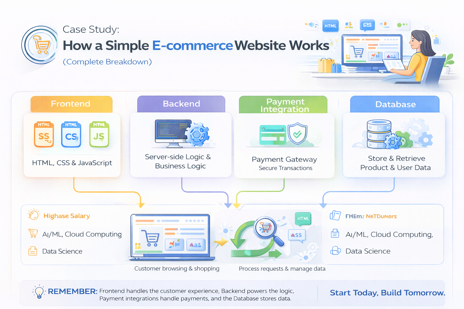 ecommerce website working frontend backend payment database flow