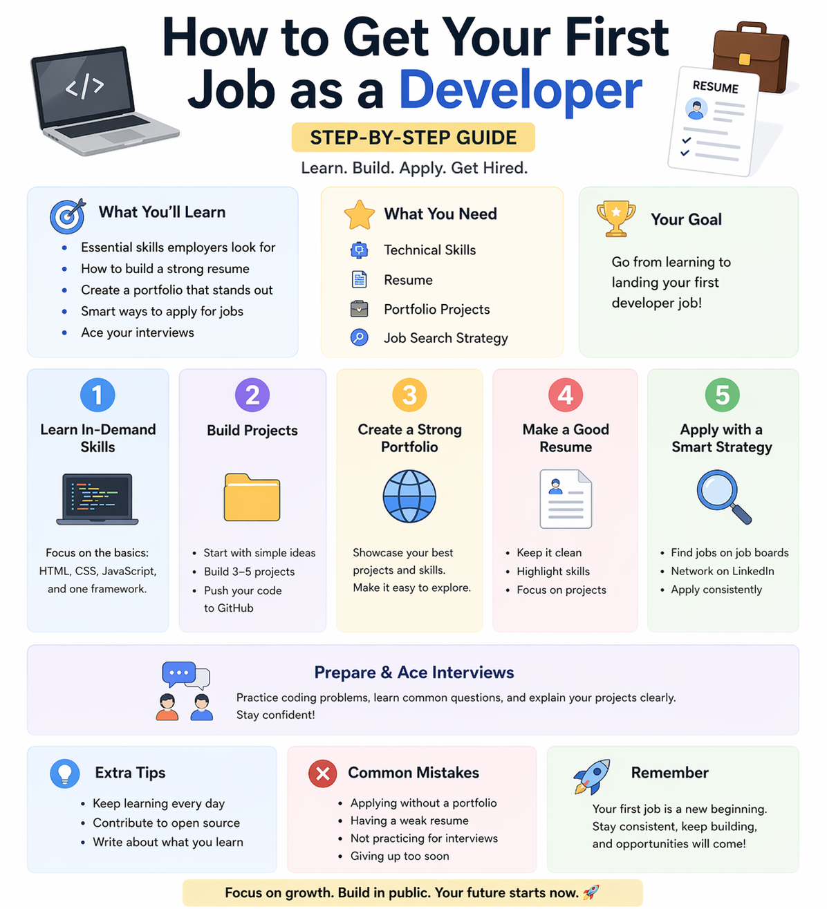 Step by step guide to get your first job as a software developer