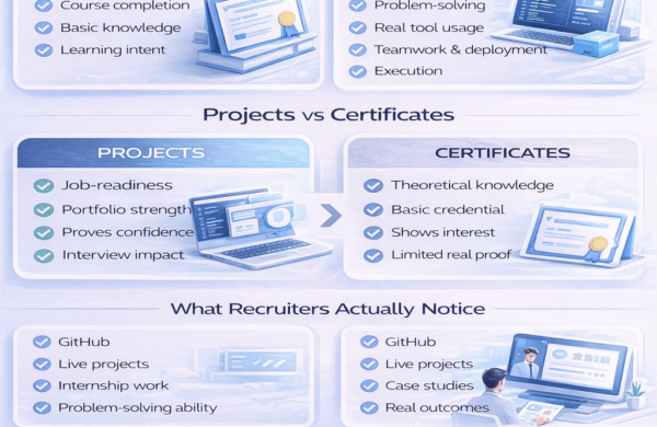 projects vs certificates practical skills IT hiring