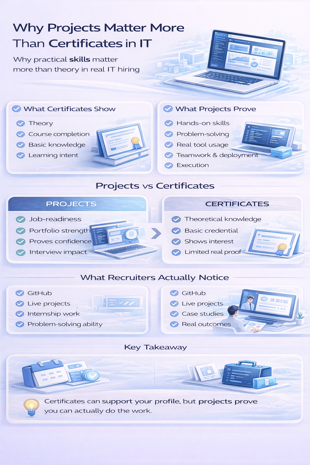 projects vs certificates practical skills IT hiring