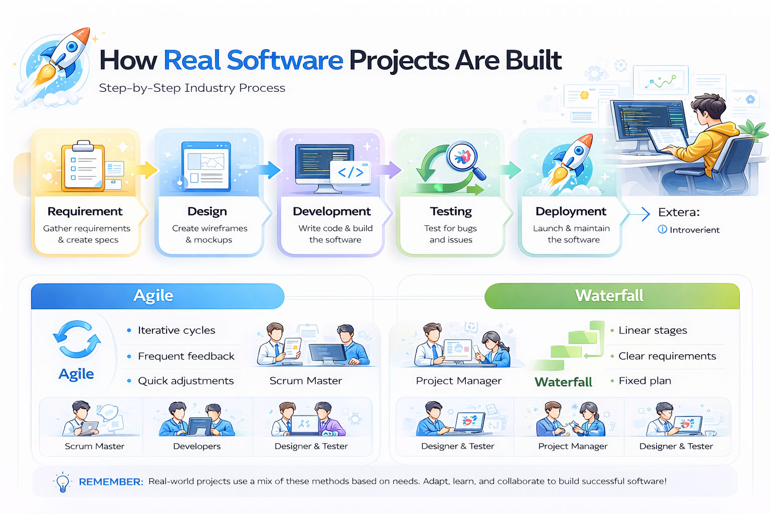 software development lifecycle steps agile waterfall process