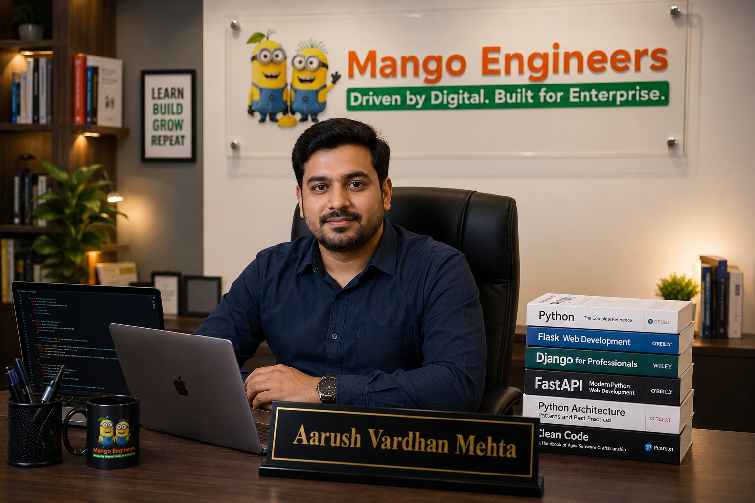 Aarush Vardhan Mehta Python Full Stack trainer at Mango Engineers Jaipur in premium office workspace