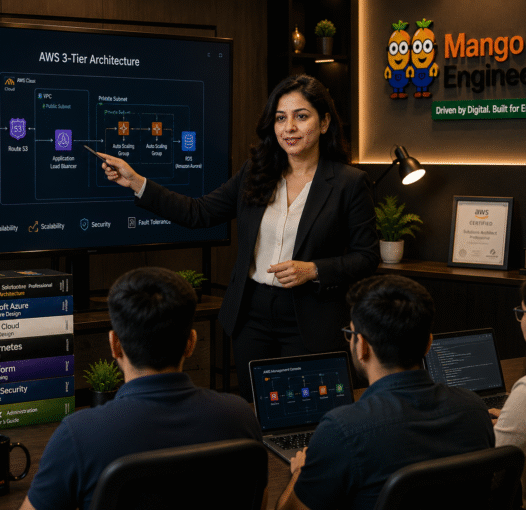 Ira Devyani Khanna teaching Cloud Computing students at Mango Engineers Jaipur using AWS Azure Google Cloud Kubernetes and cloud architecture concepts