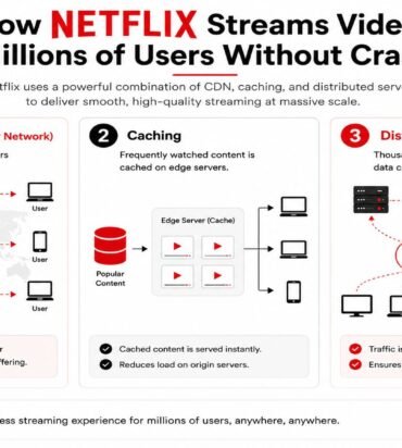 Netflix streaming architecture using CDN caching and distributed servers