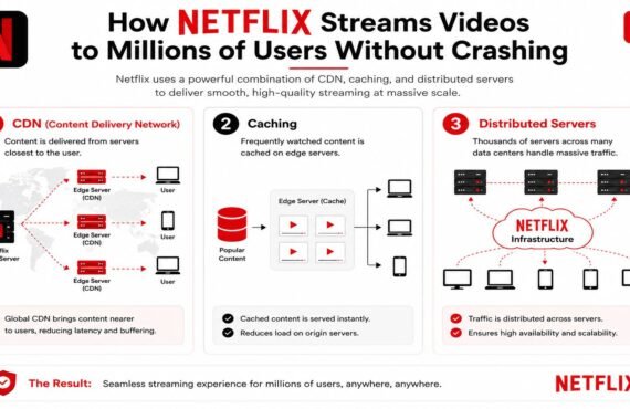 Netflix streaming architecture using CDN caching and distributed servers