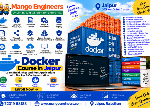 docker-course-jaipur-mango-engineers Docker Course in Jaipur at Mango Engineers with containerization, Docker Compose, Kubernetes and DevOps training